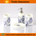 Blue Flower Decal Porcelain Bathroom Set Wholesale